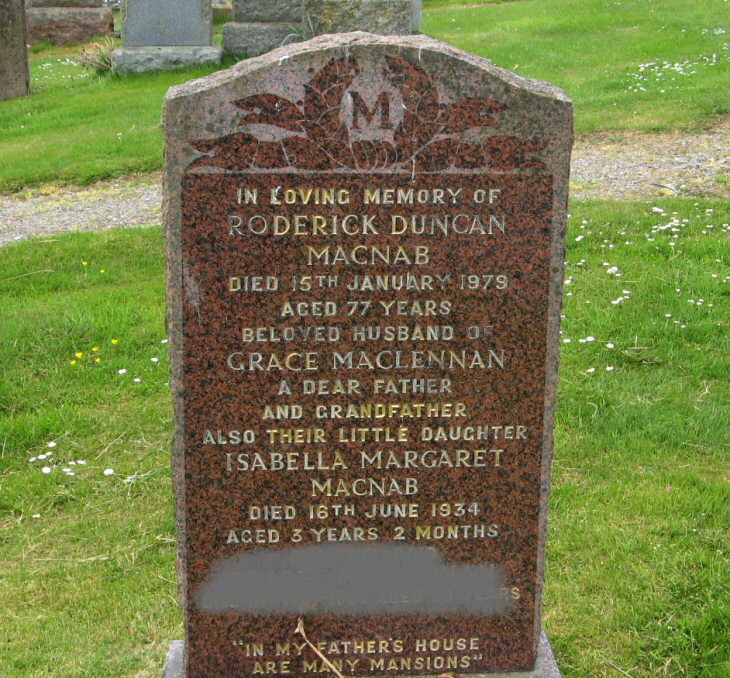 Photo of headstones/Grace MacLennan d1986 hdstn Mitchell Hill Dingwall